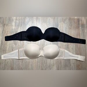 Vanity Fair Black and Cream Strapless Push-up Bras